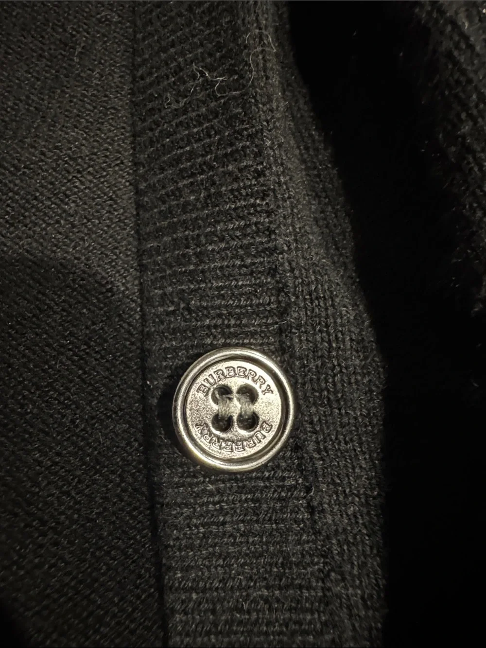 Burberry Black Cardigan with Signature Check Elbow Patches